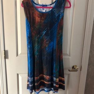 Aster Abstract silky sleeveless shift dress NWT